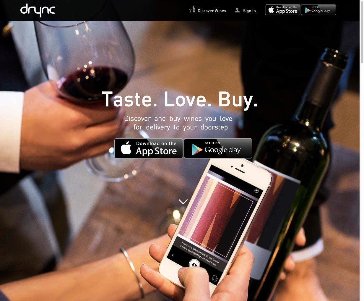 Drync Website Homepage