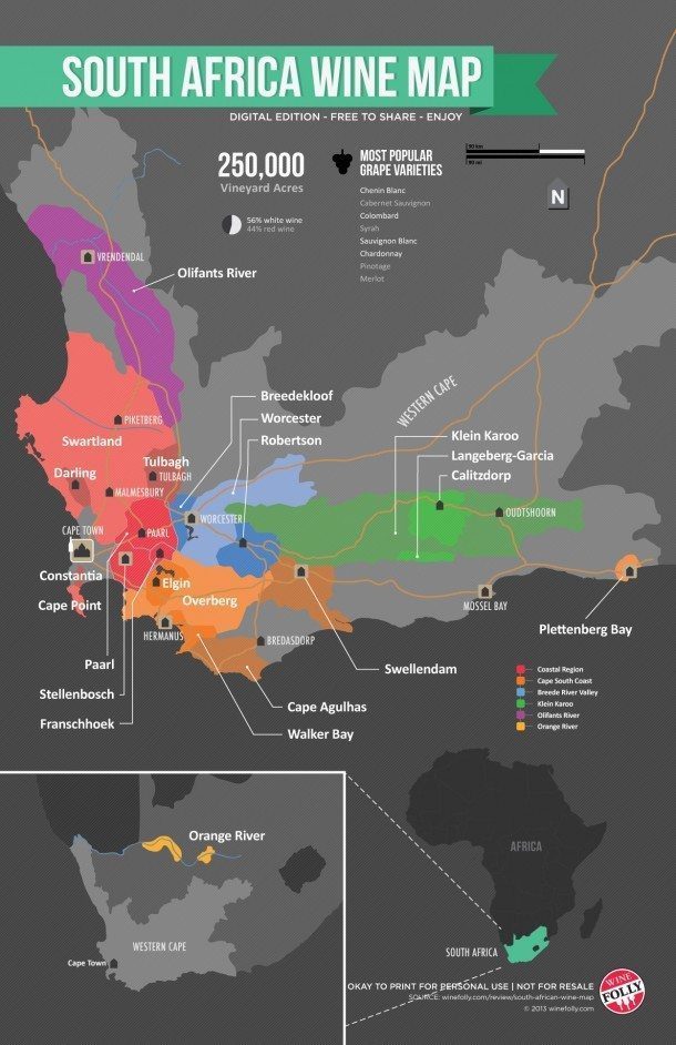 South Africa Wine Map