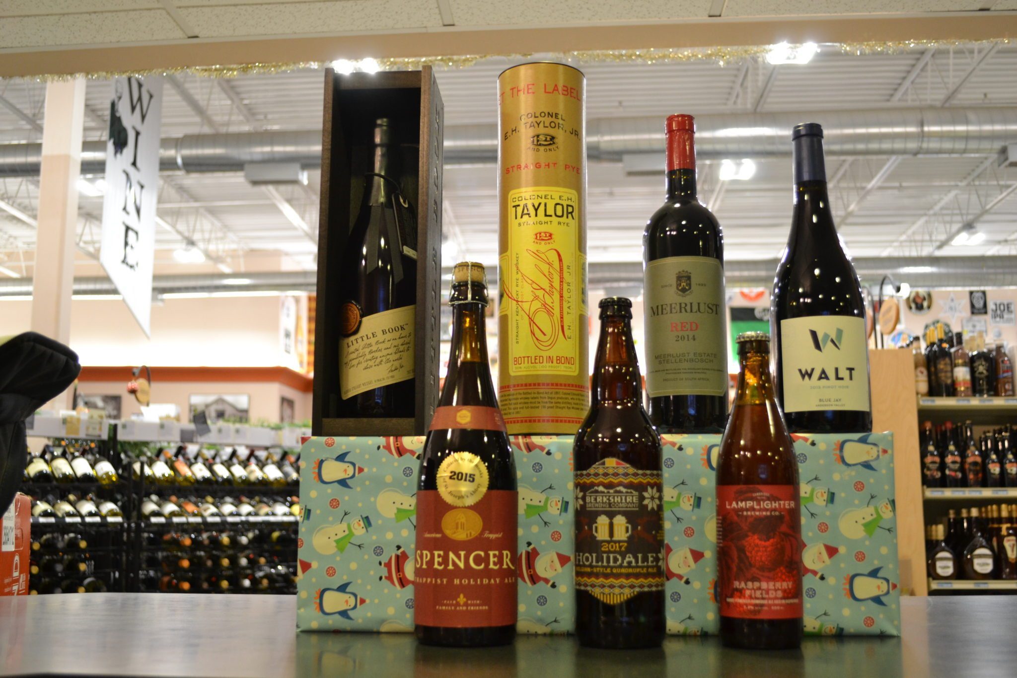 Staff picks, holiday spirit, holiday liquor, happy holidays2017, christmas beer, whiskey, christmas shopping, one stop shop, holiday shopping, rye whiskey, barleywine, pinot noir, south african wine, wild ales, last minute gifts, alcohol is the best gift