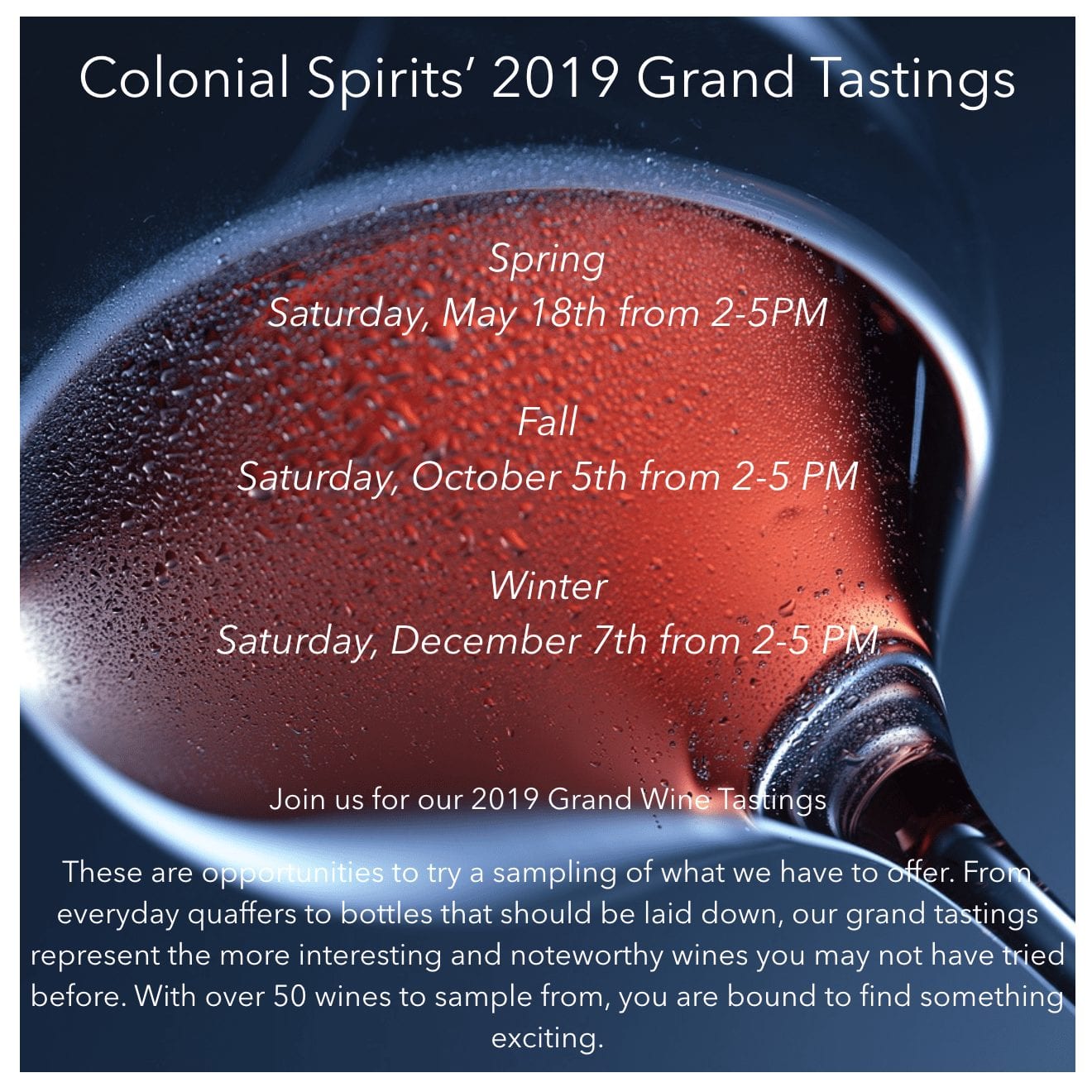 Spring Grand Wine Tasting Schedule